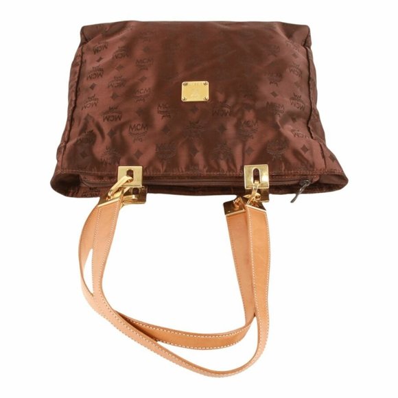 Authentic MCM Logos Pattern Shoulder Tote Bag brown - Picture 2 of 9